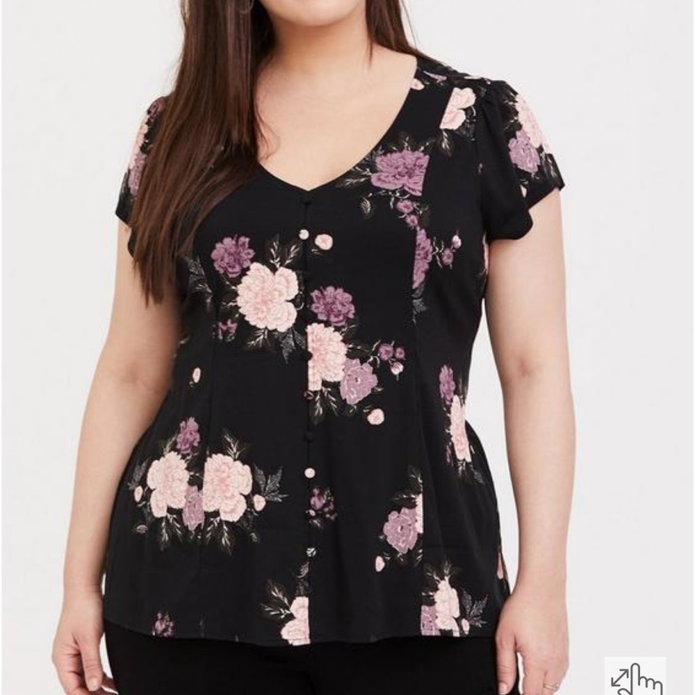 Torrid Stretch Challis Lace-Up Back Top